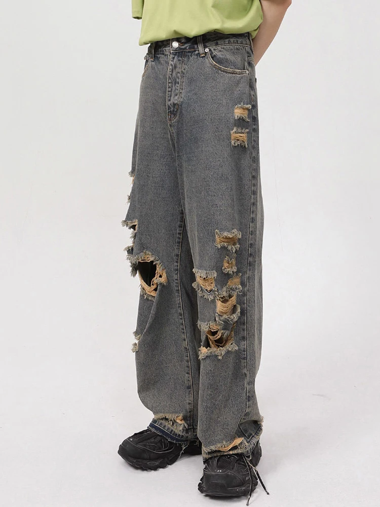 Four Seasons Men's Summer Casual Jeans Men New Korean Fashion Personality Straight Men Pants Retro Trousers INS Hot Sale JEANS