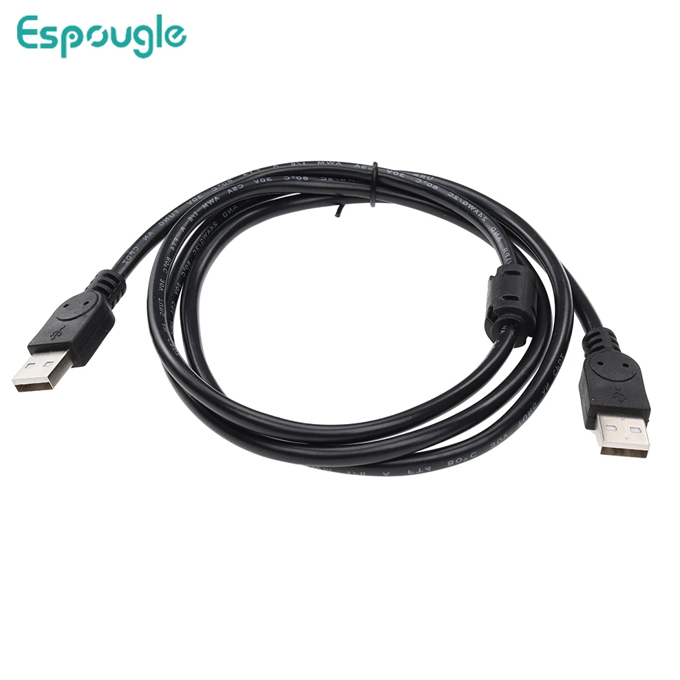 

300pcs 1.5m USB Computer Extension Cables Black USB2.0 Male To Male M/M Connector Adapter Cable Cord Wire