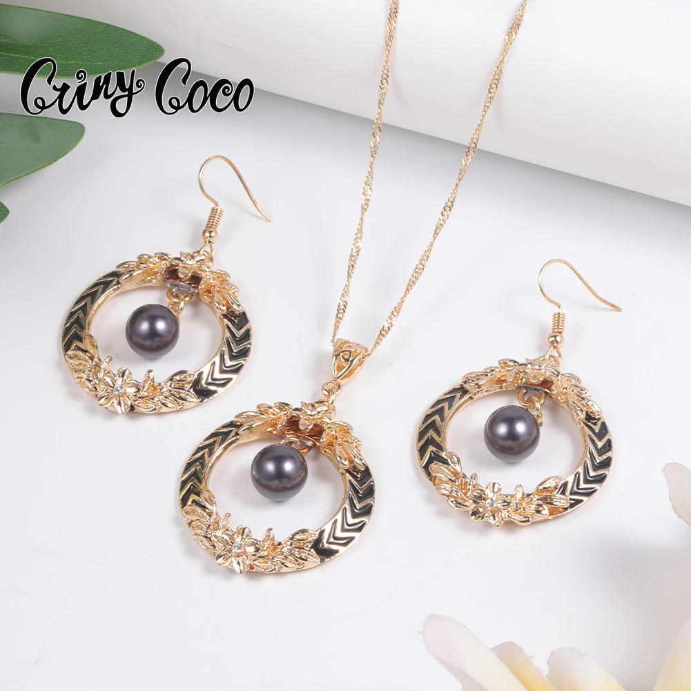 

Cring Coco Hawaiian Plumeria Rubra Necklace Jewelry Sets Polynesian Flower Earrings Sets 2022 Trendy New Necklaces for Women