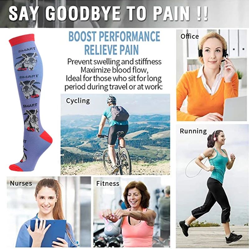 2021 Winter New Cartoon Compression Stockings For Men Women Nylon High Elasticity Compress Socks Cycling Sock Basketball Nurse