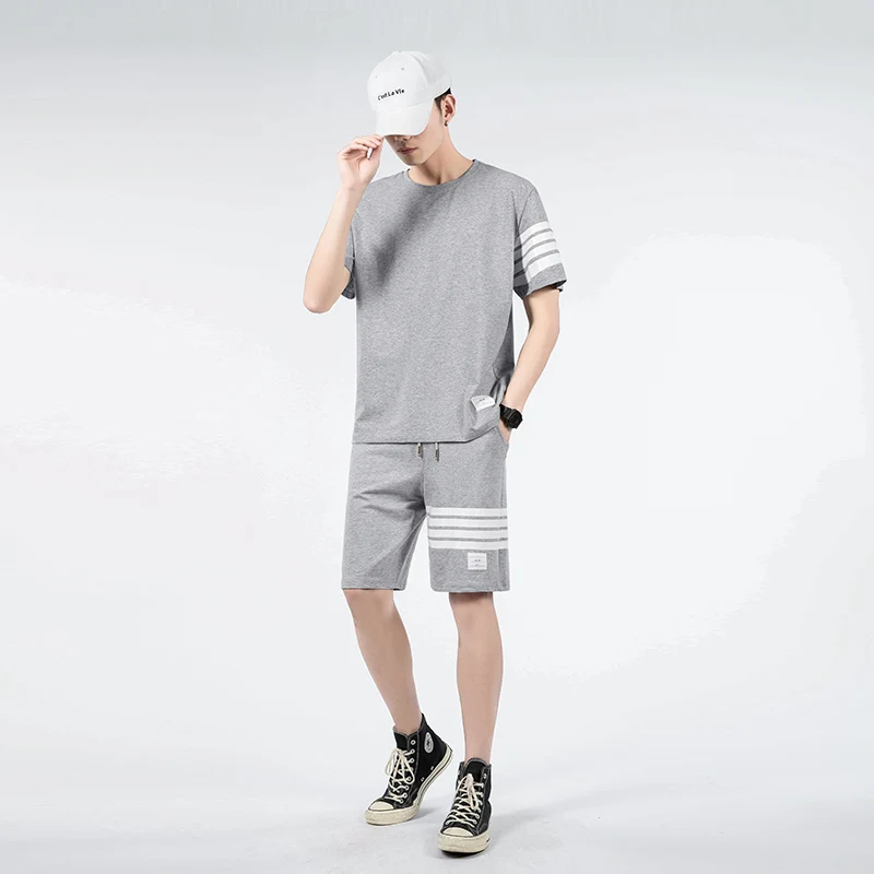 Футболка и шорты, комплект из 2 предметов, корейская мода, мужская одежда 2023, Мужская Дизайнерская одежда, летняя мужская одежда
