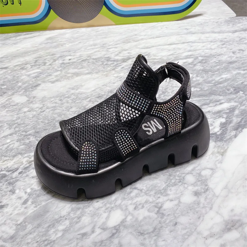 

Сандалии женские летние из дышащей ткани, на толстой подошве