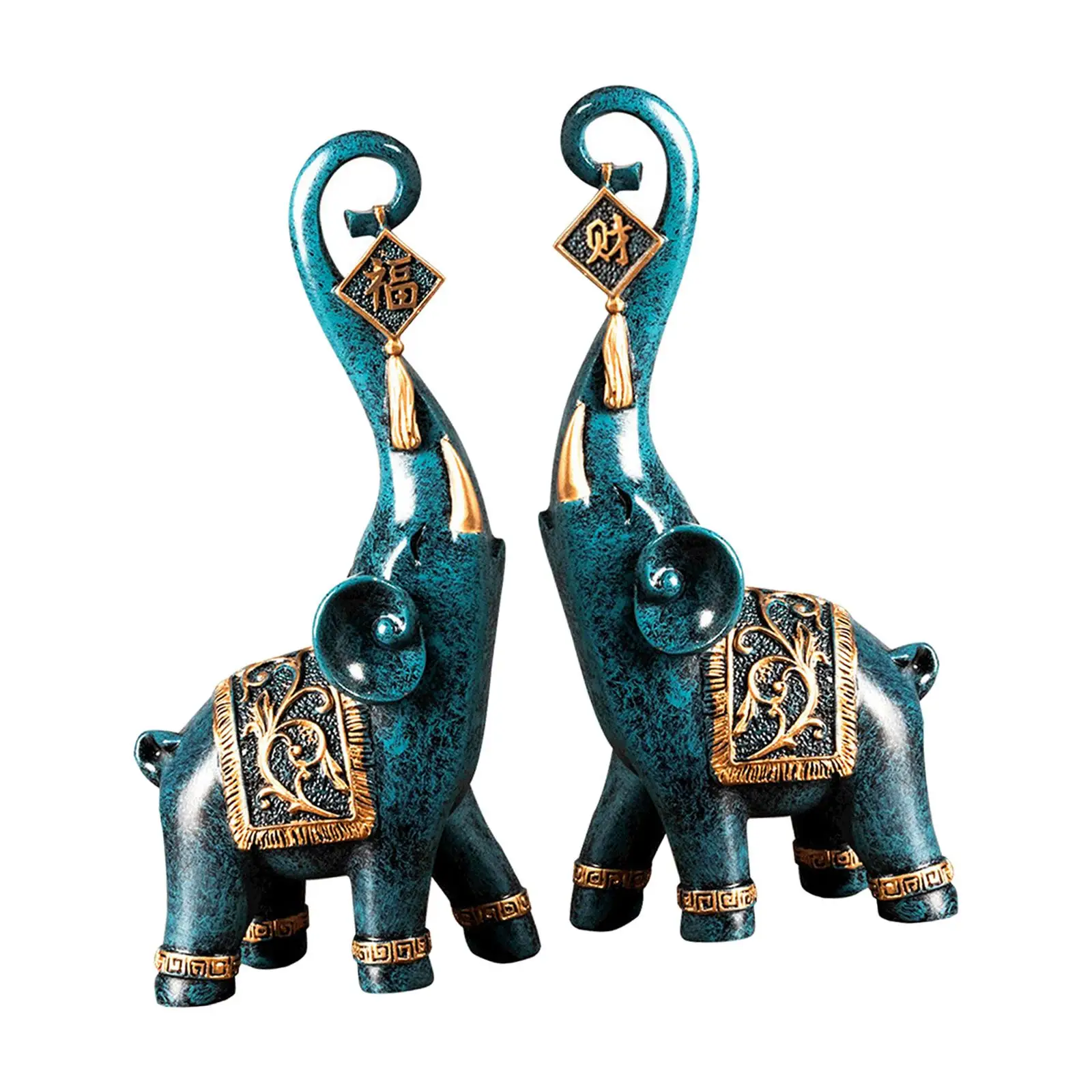 

2x Modern Elephant Statues Animal Decorative Accent Ornaments Decoration