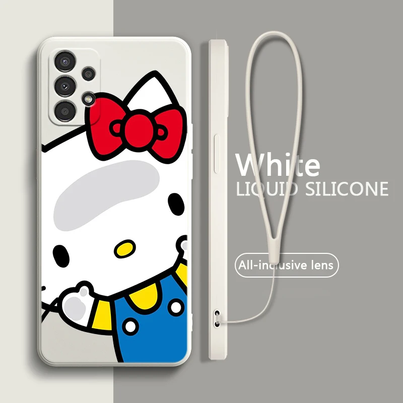 

Anime Hello Kitty Liquid Rope Case For Samsung A91 A81 A71 A51 A41 A31 A11 A30 A50S A3 A03S A02 A01 Core Cover