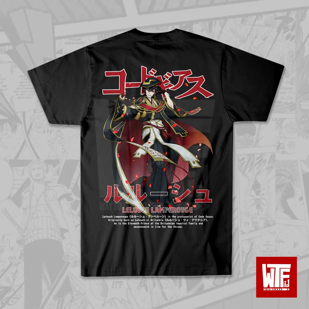 Lelouch Lamperouge Code футболки с принтом Geass аниме футболка Jepang-уличная одежда Wibu