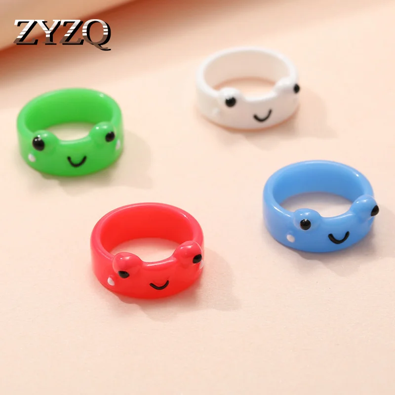Новинка 2022 кольцо ZYZQ в виде мультяшной лягушки из смолы/пластика модные