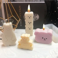 cartoon little bear silicone candles mold soap mold diy columnar love bear head geometry candle making gifts craft home decor