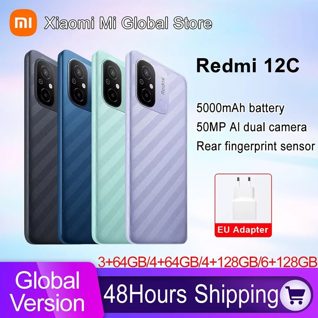 Global Version Xiaomi Redmi 12C Smartphone 64GB/128GB Helio G85 Octa Core 50MP AI Camera 6.71