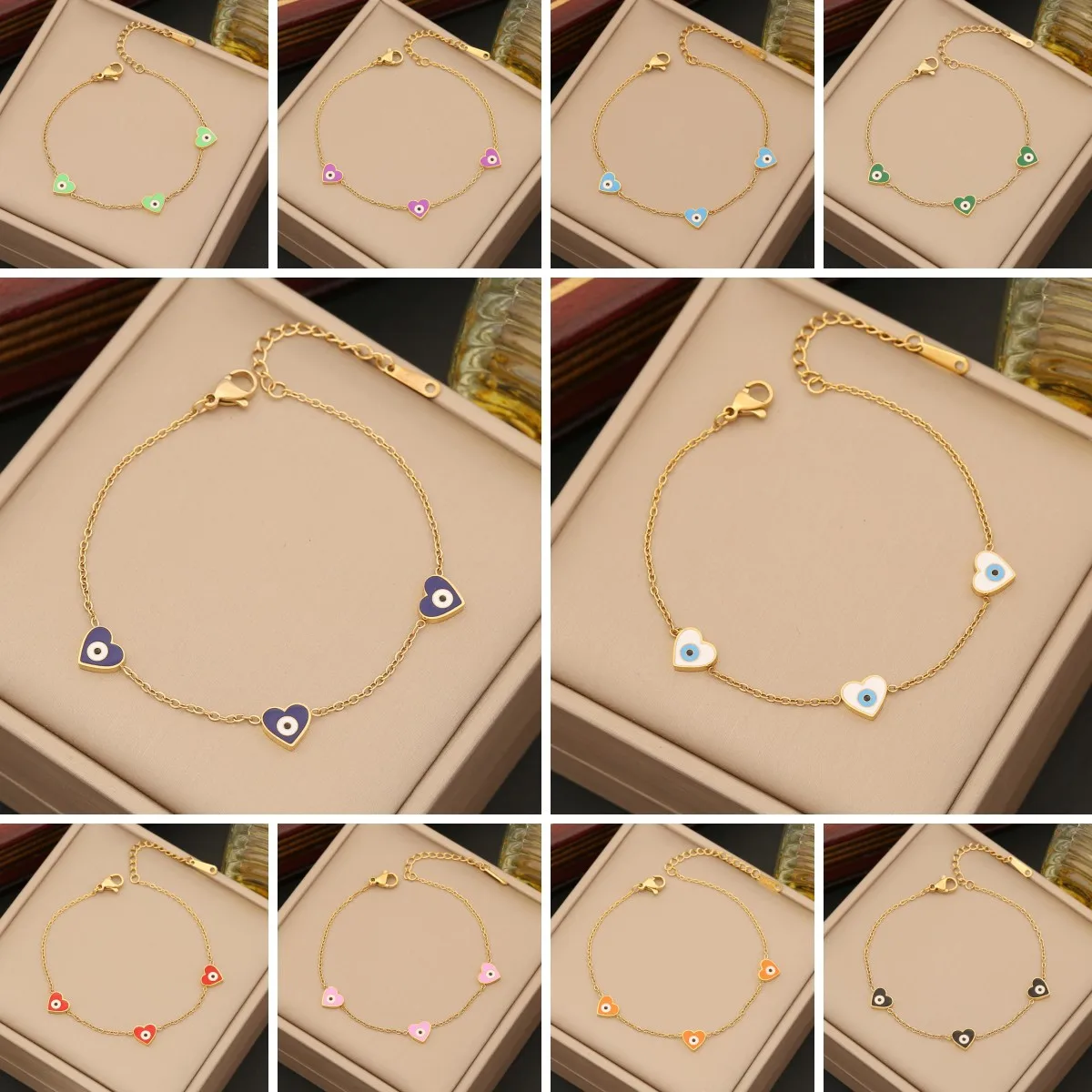 

316L Stainless Steel Jewelry Multicolor Love Heart Eyes Charm Bracelet For Women New Trend Girls Wrist Accessories Wedding Gift