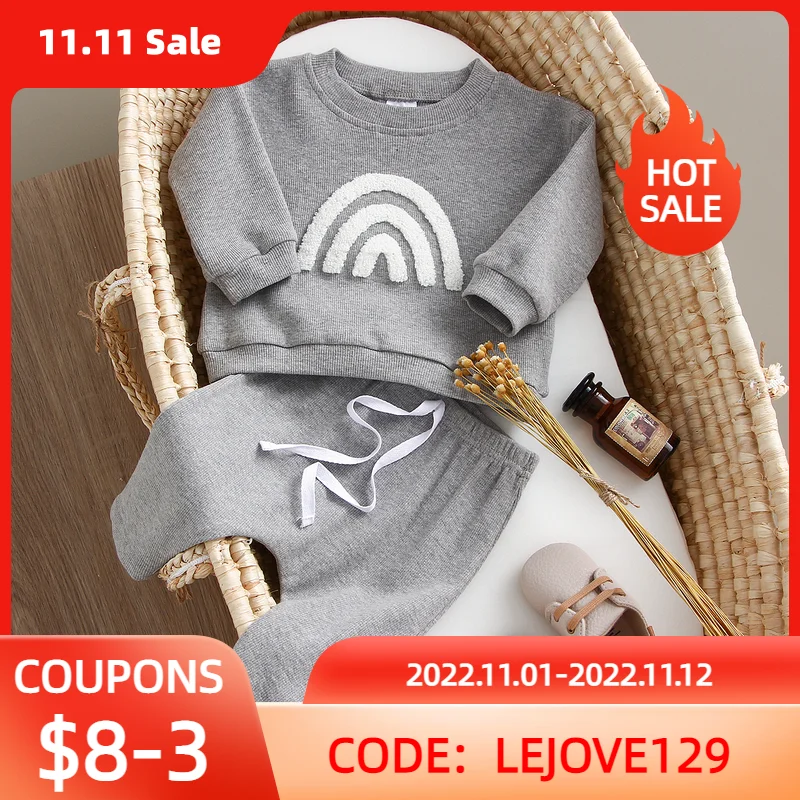 

0-3Y Newborn Baby Girl Boy Clothes Set Autumn Spring Long Sleeve Cotton Rompers and Pants Suit Home Wear Cute Baby Outfit