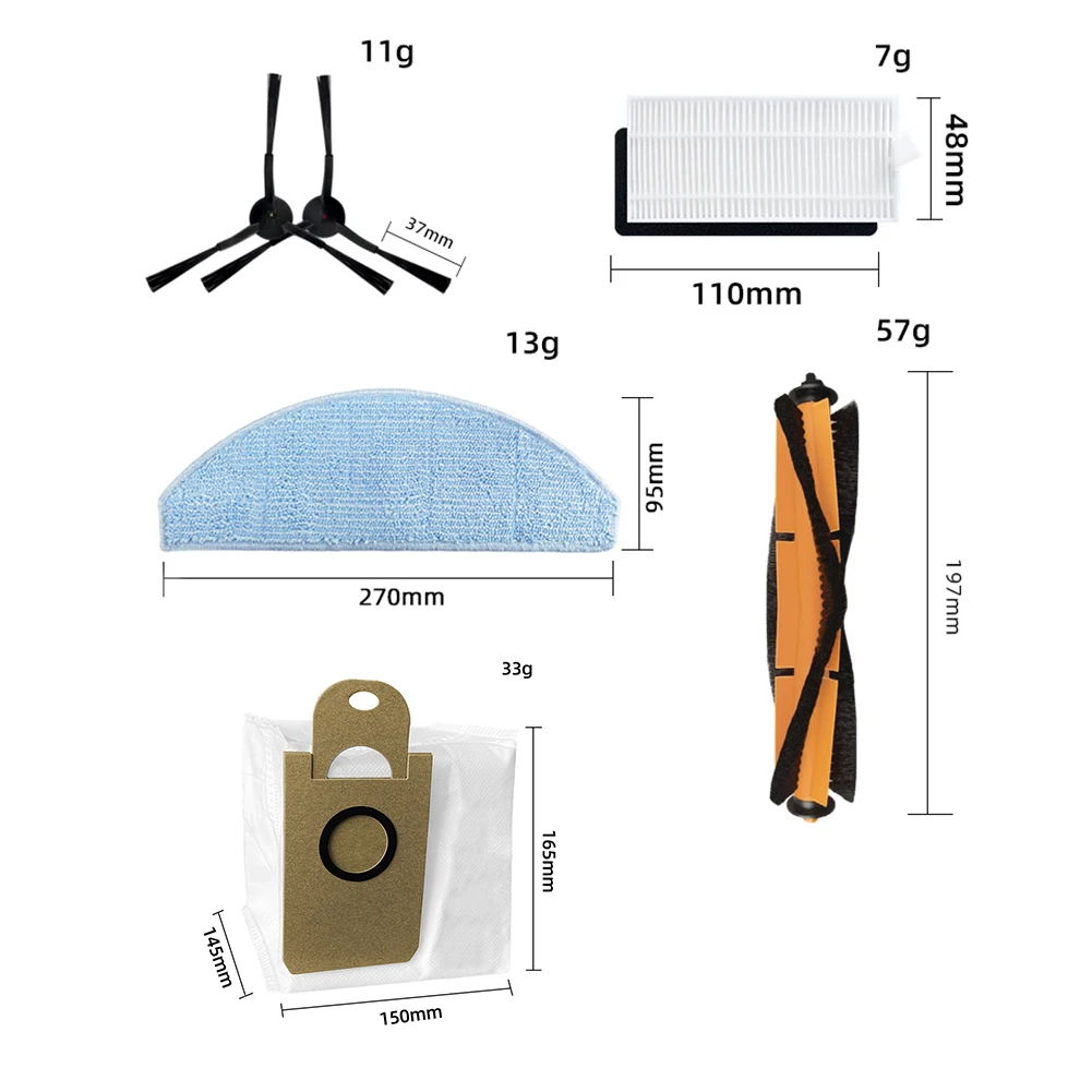 

Main Brush For Lydsto G2 Robotic Vacuum Cleaner Spare Parts Main Side Brush Hepa Filter Mop Rag Dust Bag Cleaning Brush