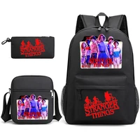 student bookbag stranger things 4 school backpack for teenagers canvas backpack 3 pcsset large capacity kids school bags