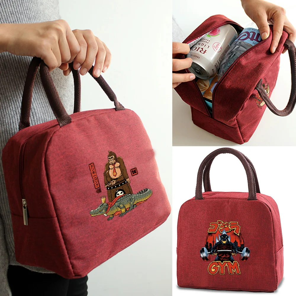 

Cute Animal Lunch Box Bag Camping Travel Handbag Cooler Picnic Bag Fashion New Canvas Lunch Bag School Food Insulated Dinner Bag