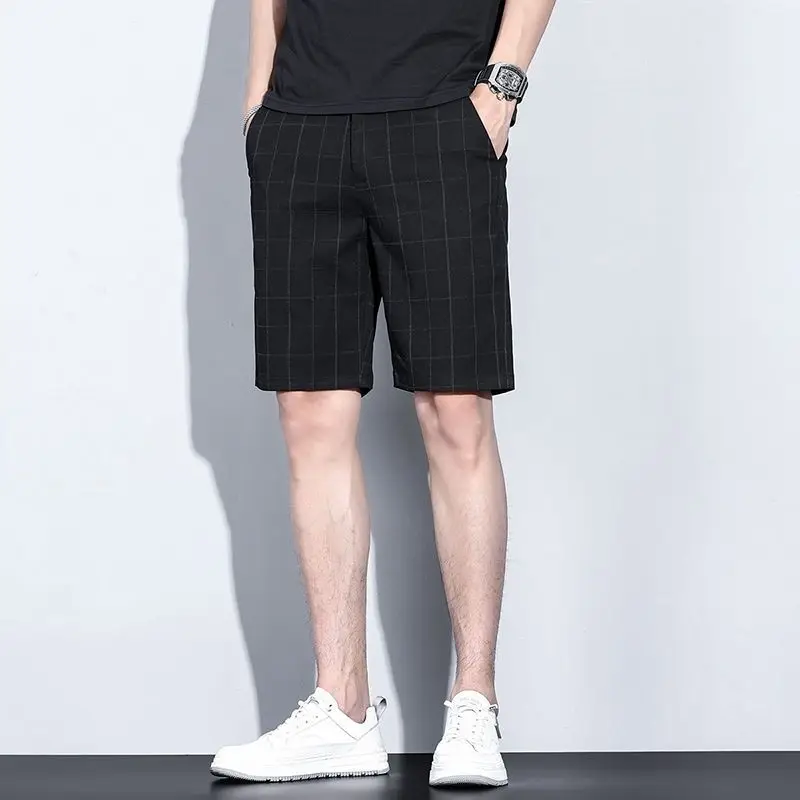

High-quality Plaid Suit Handsome Society Over-The-Knee Fashion Casual Five-Point Shorts Men Wear Summer Pants