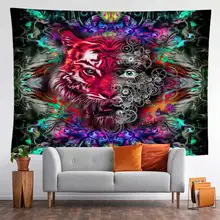 Psychedelic tigre tapeçaria trippy olhos mandala impresso poliéster tapeçaria pendurado na parede para decorar casa sala de estar quarto (1)