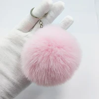 wool ball key chain pendant 8cm imitation rex rabbit hair key ring girl bag car pendant gift stuffed animals chicken plush