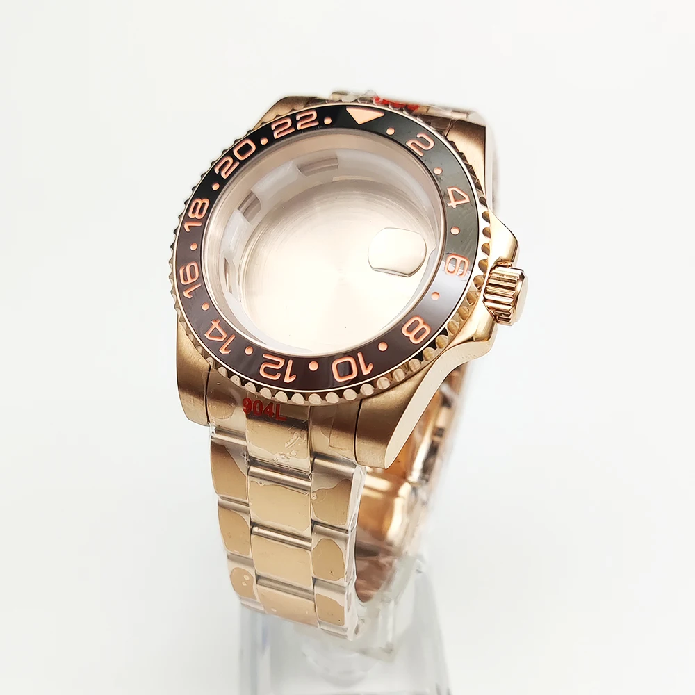 Мужские часы 40 мм розовое золото водостойкий Чехол из нержавеющей стали GMT Безель