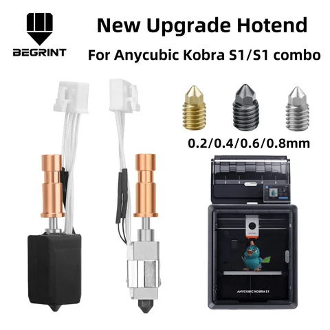 Обновление Hotend для Anycubic Kobra S1/S1Combo 24 В 48 Вт Керамический нагрев Hot End High-Flow Печать для Anycubic S1 Цельнометаллический Hotend
