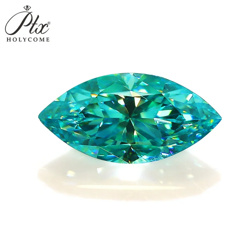 Муассанит настоящий камень маркиза GRA натуральный цвет Auqa синий заводская