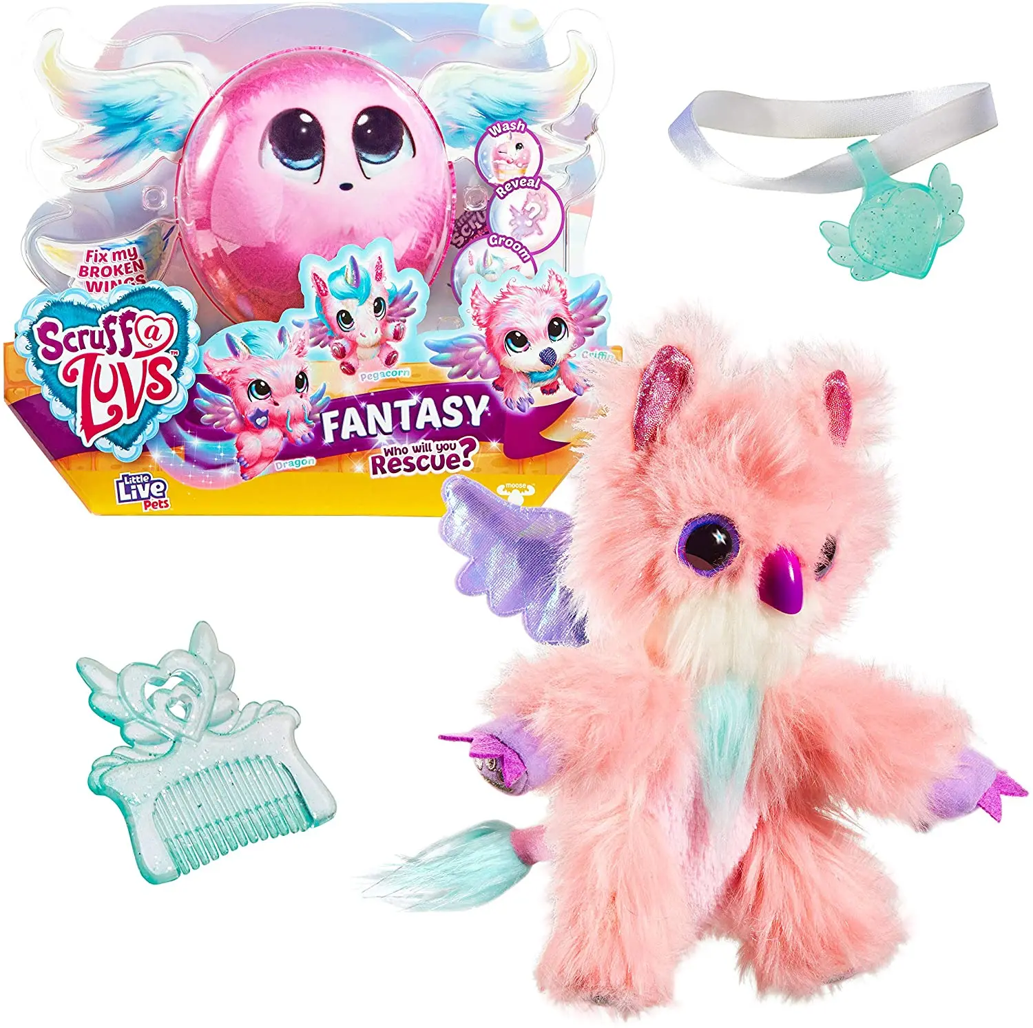 Мягкие игрушки в ванную Little Live Feisty Pet Pegacorn Scruff a Luvse для детей-хаггл-петов, животных для обнимания для девочек на Рождество.