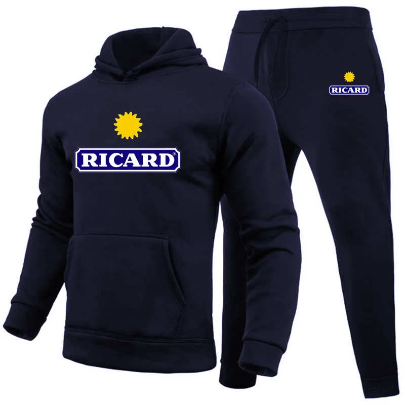 

Ricard erkek kazak + pantolon 2 parça Set gündelik spor giyim Hoodies giymek sonbahar ve kış yeni spor takım elbise sıcak