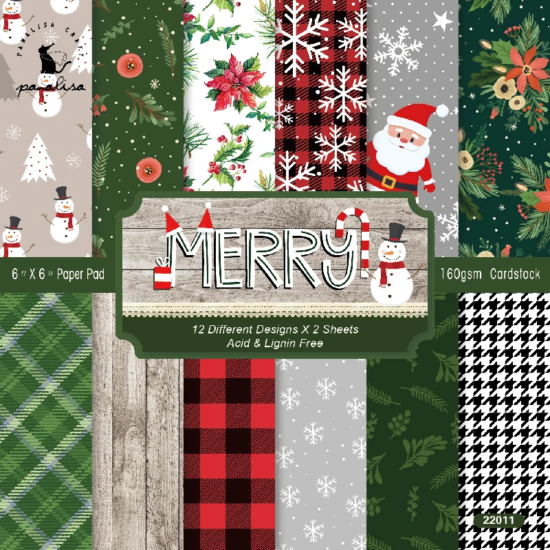 

Panalisacraft 24 sheets 6"X6" Christmas Scrapbook paper Scrapbooking patterned paper pack handmade craft paper Background paper