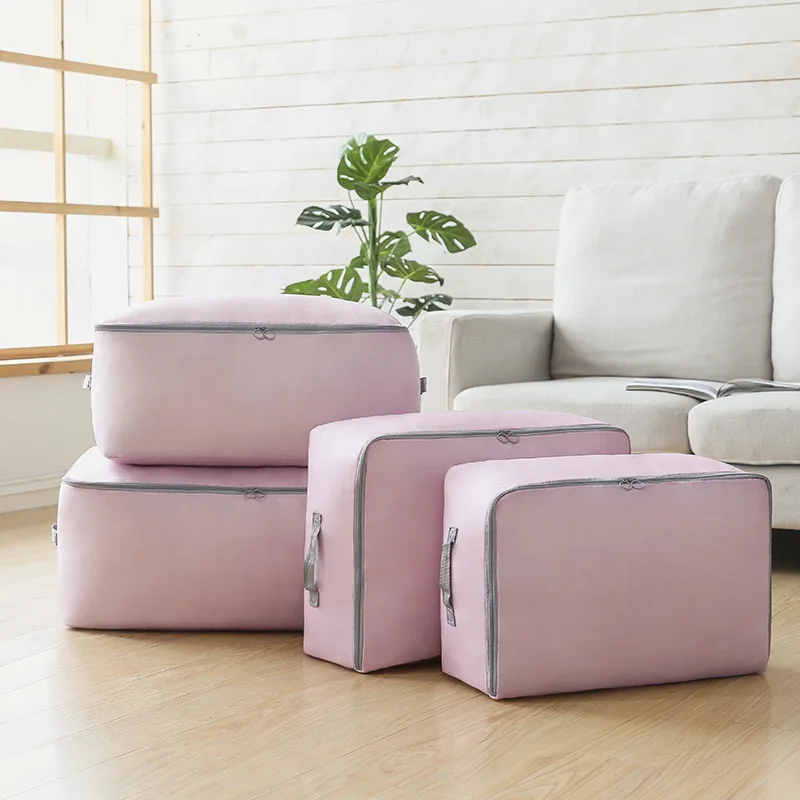 

Plain Color Oxford Fabric Clothes Storage Bag Foldable Quilt Dust-Proof Storage Bag Wardrobe Tidy Organizer Home Storage Supplie
