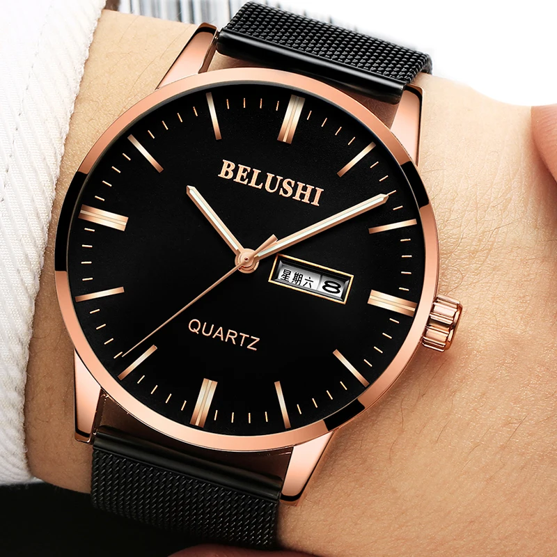 

Versatile Wristwatch Mens Trim Fashion Business Watches Men Business Casual Stainless Steel Quartz Watch Man Calendar Clock Gift
