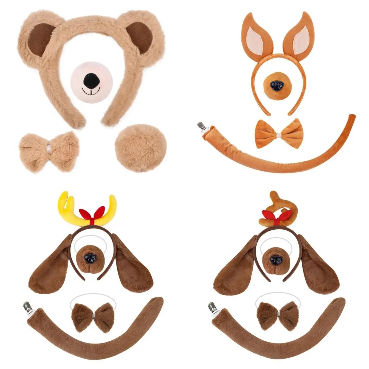 Забавный комплект с ушками и хвостом животных на Хэллоуин праздничная