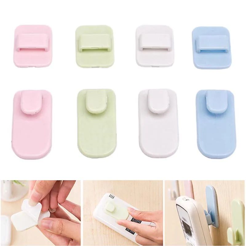 

4pcs/set Plastic Remote Control Holder Adhesive Tape Hanger Organization For TV Air Conditioner Wall Storage Sticky Hook Set