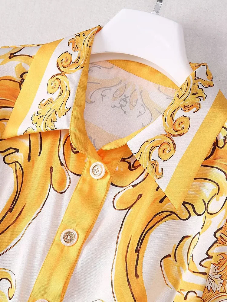 Женское Элегантное Длинное Платье AELESEEN лето 2024 туника с воротником и поясом