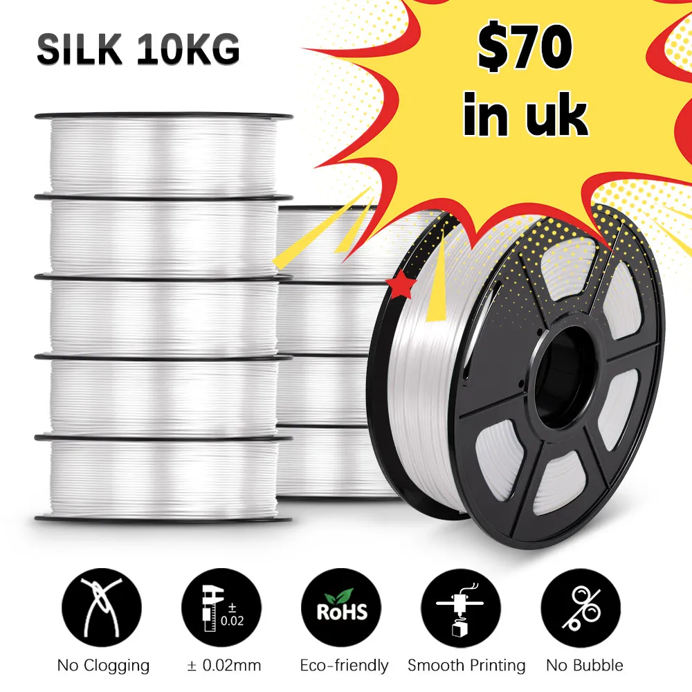 

3d Printer PETG/SILK Filament 1.75±0.02mm petg/silk FILAMENT 5KG/10KG Excellent Toughness 100% No Bubble For 3d Printer & Pen
