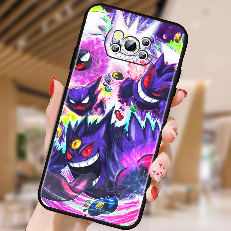 P-Pokemons G-Gengguis мультфильм для Xiaomi Mi Poco F5 F4 F3 X6 X5 X4 X3 M6 M5 M5S M4 M3 C65 Pro GT NFC черный чехол