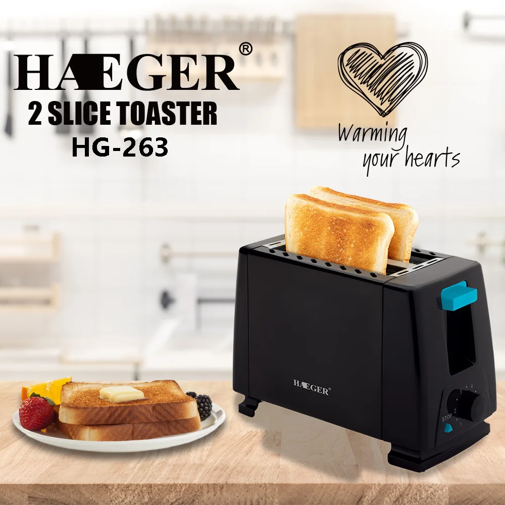 Haeger European Standard Stove Toaster Toaster 2 Pieces Breakfast Roast Toaster Sliced Bread Roasting Toaster