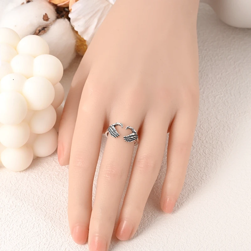 Готический стиль стерлинговое серебро 925 пробы голова скелета и пальмы