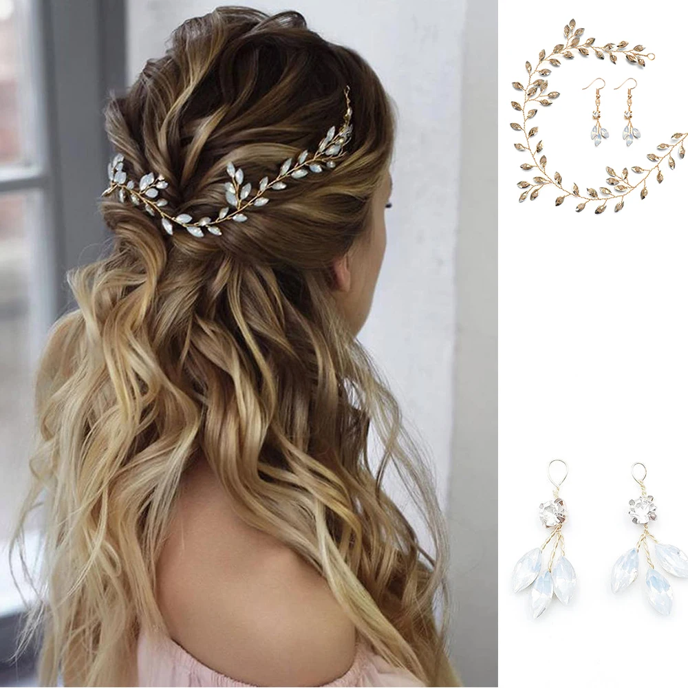 

Women and Girls Hairpin Long Headband Hair Accessories Bride Crystal Wedding Headdress Hair Vine Rhinestone