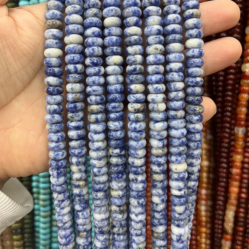 

8*5mm Natural Round Colourful Jades Rondelle Agates Stone Spacer Beads Charm For Jewelry Making Accessories Bracelet Necklace