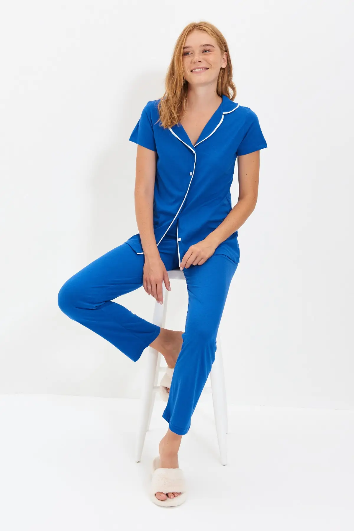 

Trendyol Bias Tape Detailed Knitted Pajamas Set THMAW22PT1042