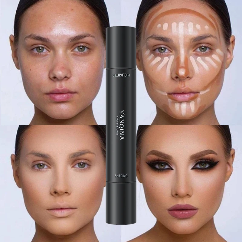 

Double-headed Brown Bronzer Contour Stick Waterproof Texture Highlighters Shadow Contouring Pencil Cream Face Makeup Cosmetics