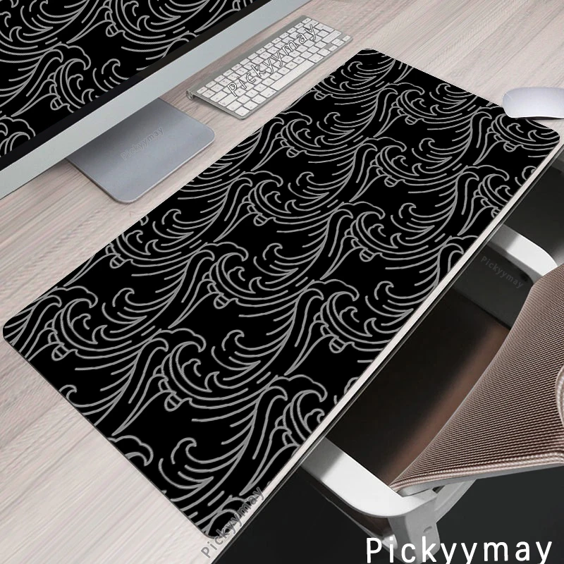 

Black Mouse Pads Japan Great Waves Gaming Mousepads 100x50cm Large Mousepad Gamer Rubber Mat Company Desk Pad Design For Gift
