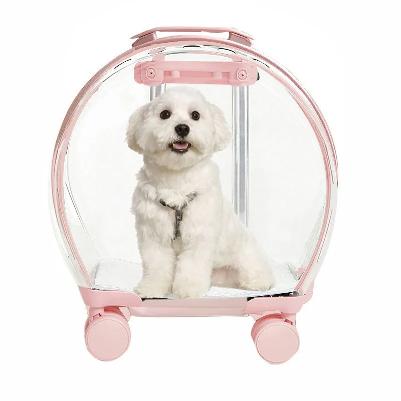 

Cat Dog Transparent Window Suitcase Acrylic Travel Outdoor Bag Space Capsule Pet Backpack Trolley Case Hand Push Dual-use Travel