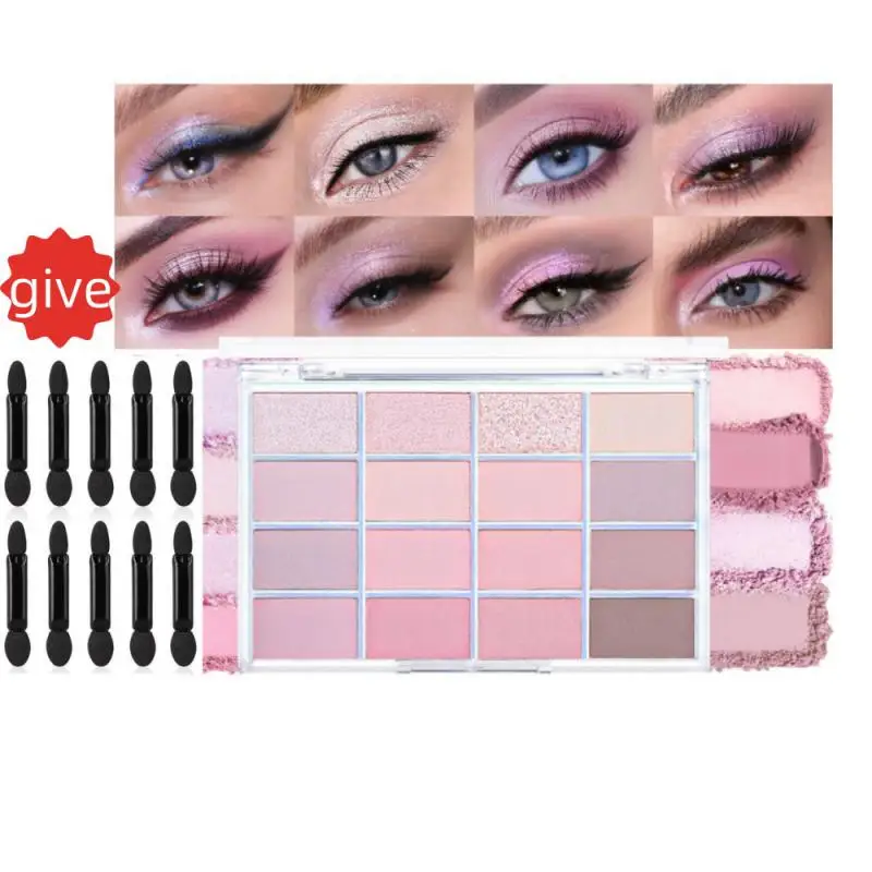 Палитра теней для век с низкой насыщенностью 16 цветов розовые жемчужные матовые