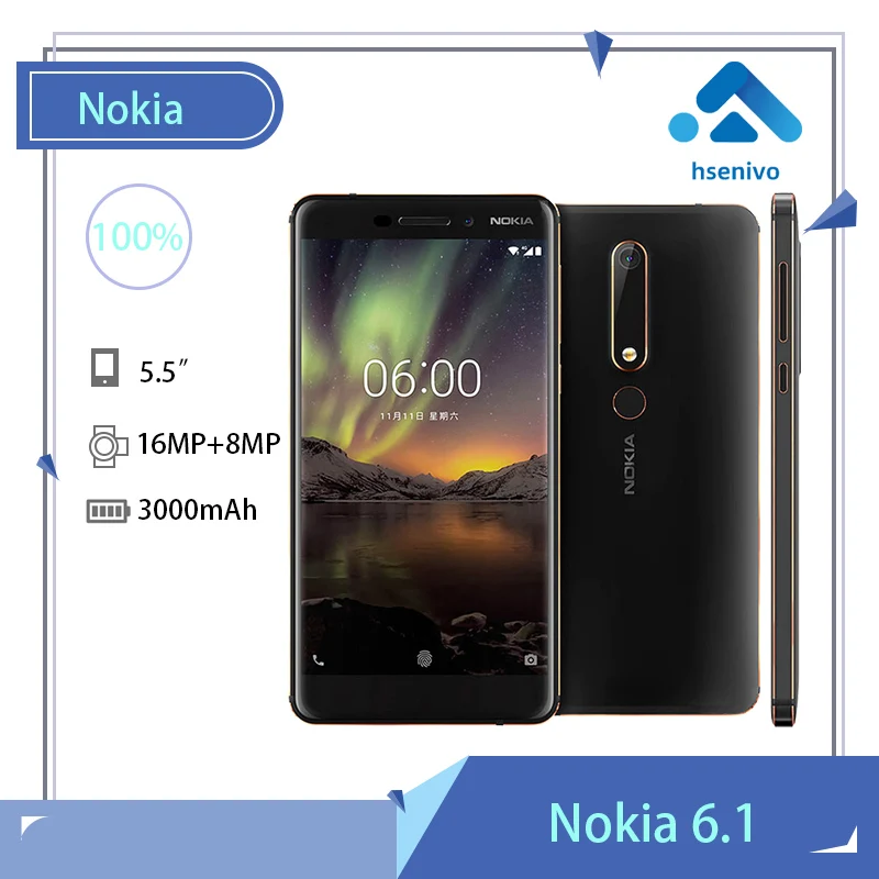 

Nokia 6.1 Refurbished-Original Unlocked Octa-core 5.5 Inches 3GB RAM 32GB ROM 16MP 1080P LTE 4G Single SIM Fingerprint Android