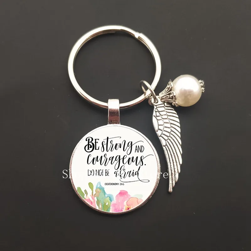 Новые модные ключницы с библейскими цитатами, ручной работы стеклянное кольцо, цитаты из Писания, духовные украшения для женщин и мужчин, христианские подарки.