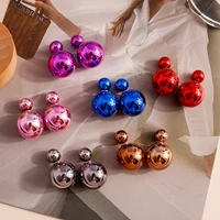 11 colors uv classic hot double ball earrings candy color double side pearl earrings for women shinning pusety jewelry