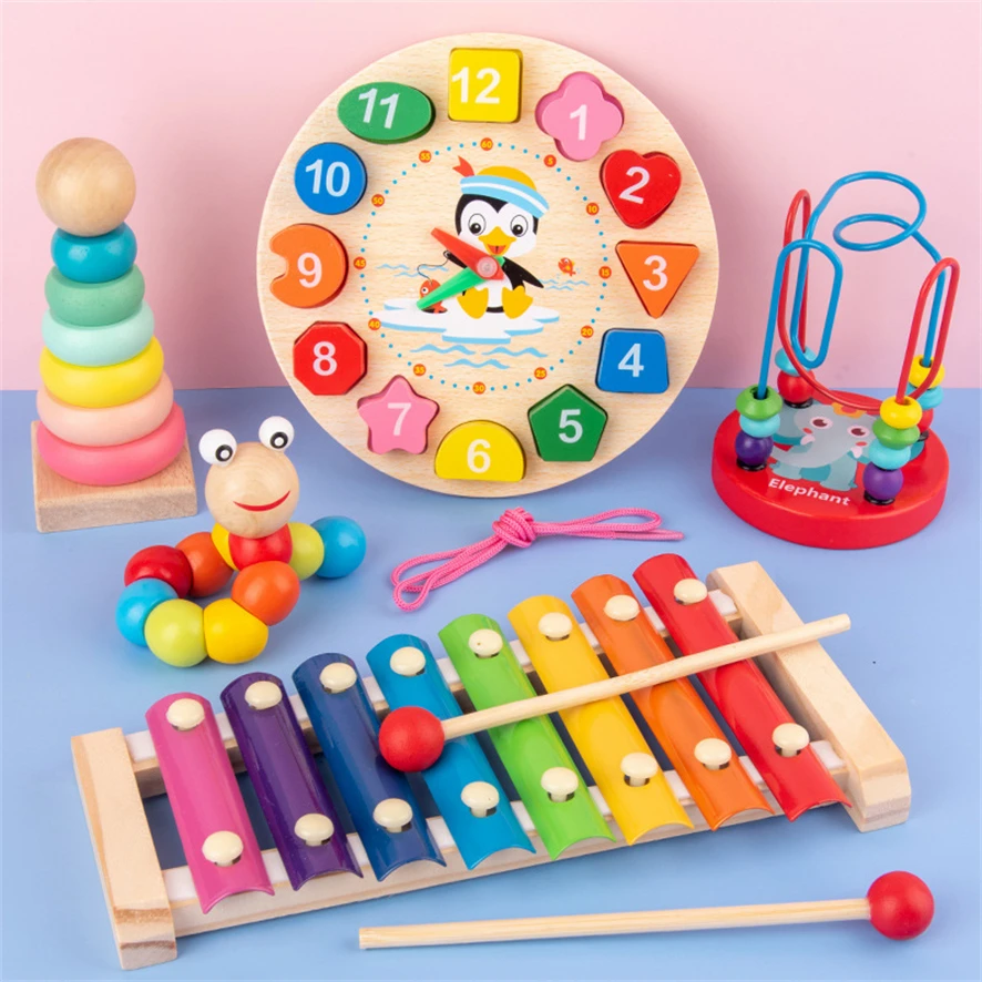 

Деревянные игрушки Монтессори, деревянные музыкальные погремушки, сенсорные материалы, обучающие игрушки для детей, помощь в обучении, подарок для детей D86Y