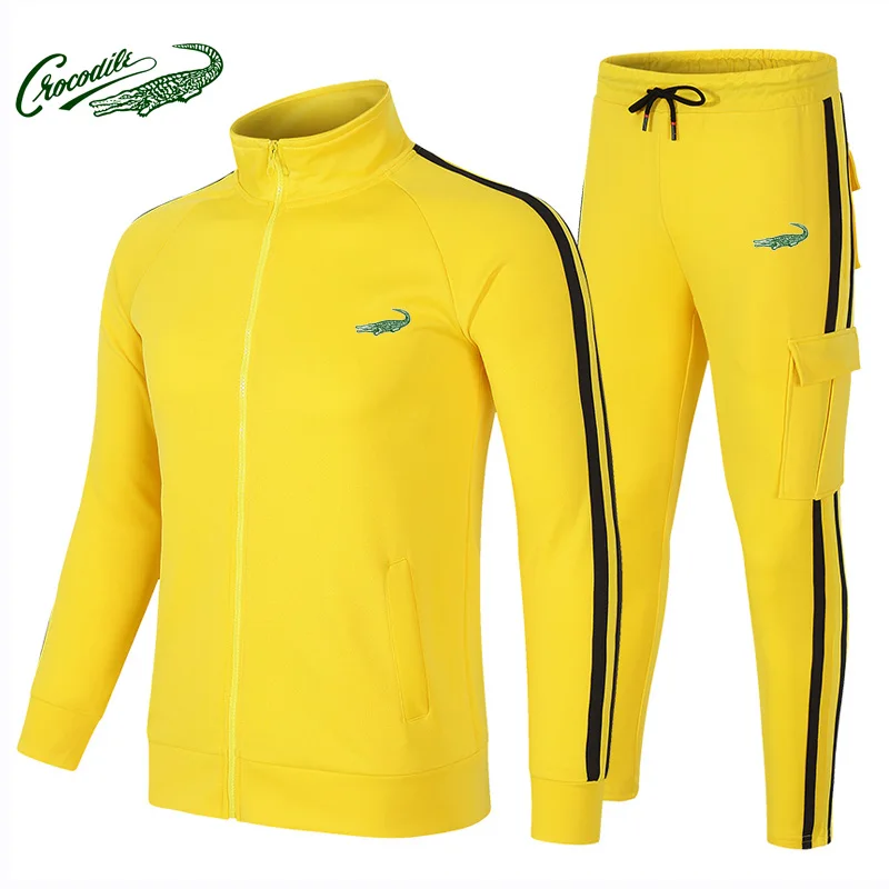 Two-piece spring and autumn suit casual sportswear suit 20212 autumn pants suit men's sweater solid color hooded sports