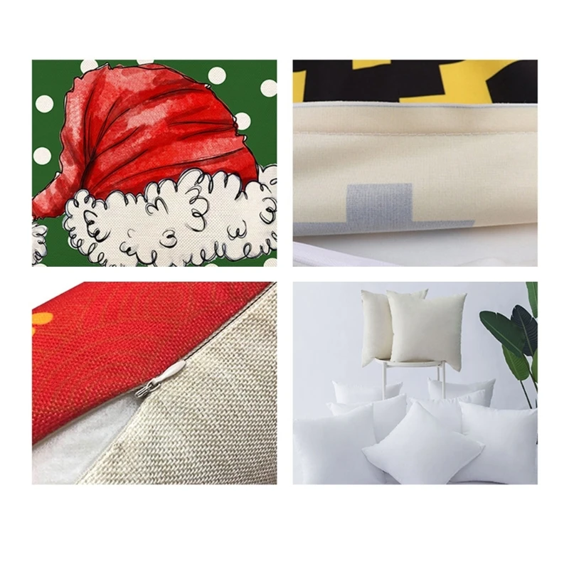 

652F Christmas Pillow Cover Farmhouse Throw Pillow Covers Cushion for Sofa Couch 18 x 18 Inches Pillowcase Home Decor