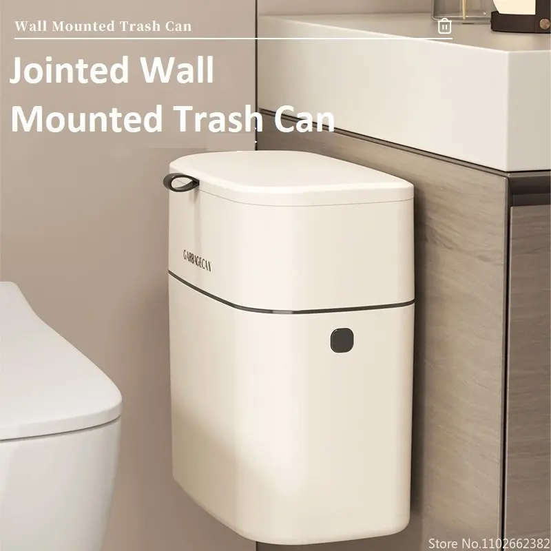 

10L Jointed Wall Mounted Garbage Bin Hanging Waste Bin Garbage Cans Recycle Rubbish Bin Kitchen Cabinet Dustbin for Bathroom