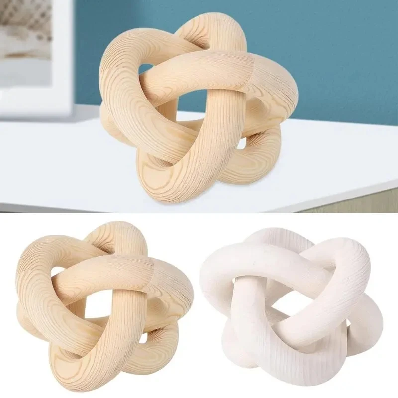 

Wooden Chain Link Ball Decoration Hand Carved 3-Link Chain Office Table Ornament Craft Room Decoration Accessories Rustic Decor